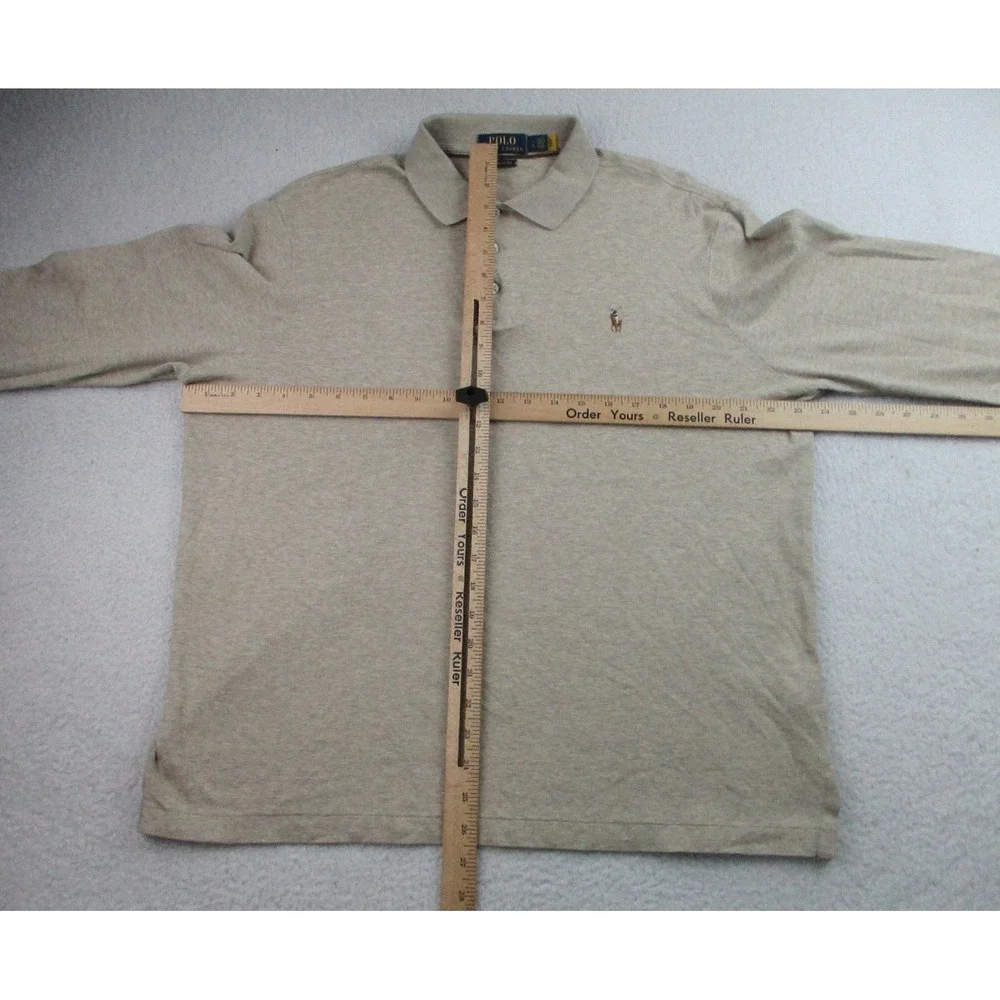 Polo Ralph Lauren Shirt Mens XL Classic Fit Beige Long Sleeve Pony Logo‎ Casual